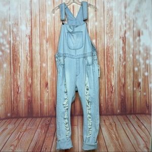 American Bazi Distressed Denim Jean Overalls NWT (2X)